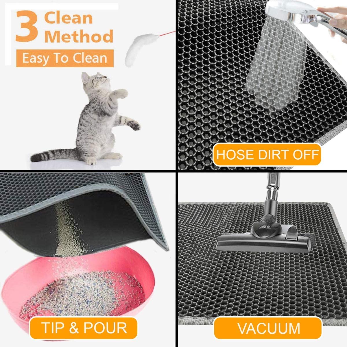 Arenzza non-slip cat litter mat with textured surface designed to catch litter and prevent slipping. Pet supplies for clean, safe cats.