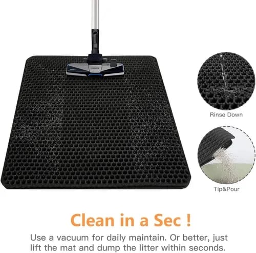 Arenzza non-slip cat litter mat with textured surface designed to catch litter and prevent slipping, in a cozy home setting.
