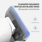 Arenzza Pet Paw Trimmer for cats and dogs, showing the ergonomic device with blades and a safety guard for trimming pet nails.