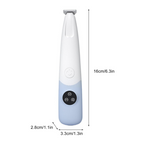 Arenzza Pet Paw Trimmer for cats and dogs, showing a close-up of the ergonomic trimmer blade and pet paw in use.