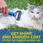 Arenzza professional deshedding tool for dogs and cats, featuring ergonomic handle and stainless steel blades for effective fur removal.