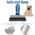 Arenzza professional deshedding tool for dogs and cats, showing ergonomic handle and stainless steel shedding blades.