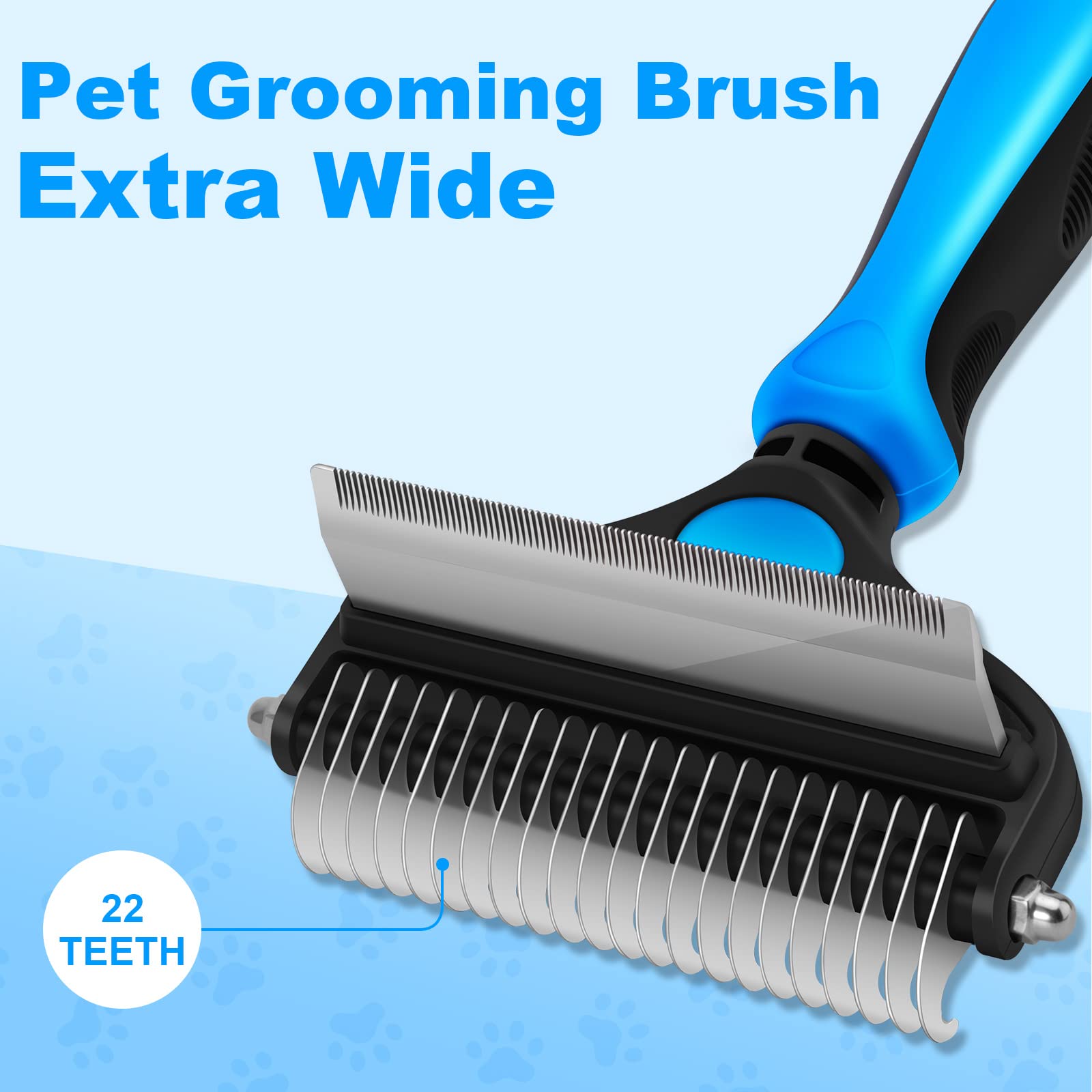 Arenzza professional deshedding tool for dogs and cats, showing a hand using the grooming brush on pet fur.