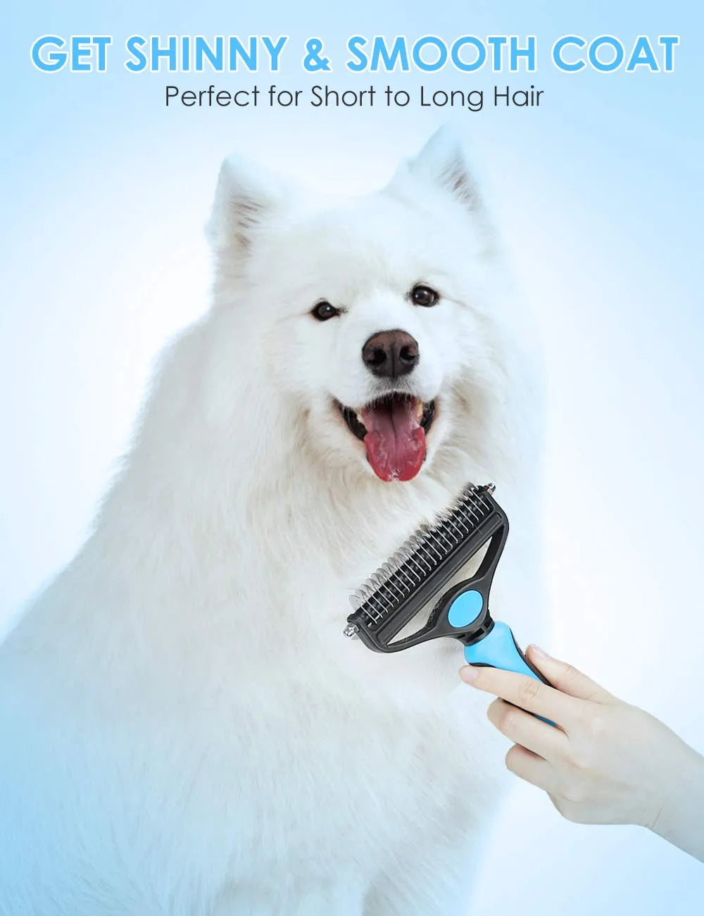 Arenzza professional deshedding tool for dogs and cats, pet grooming supplies with stainless steel blades and ergonomic handle.