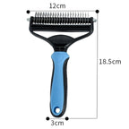 Arenzza professional deshedding tool for dogs and cats, with ergonomic handle and stainless steel blades for pet fur grooming.
