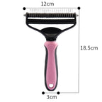 Arenzza professional deshedding tool for dogs and cats, showing a pet grooming tool with a ergonomic handle and stainless steel blades.