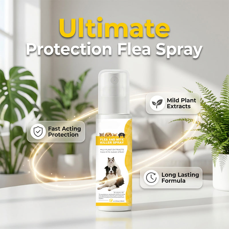 Arenzza pet pest repellent spray bottle with mild formula, designed to protect pets from pests during tick season.
