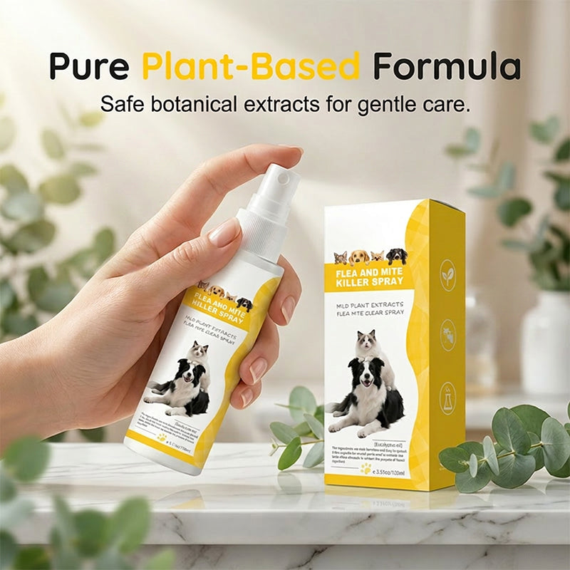Arenzza pet pest repellent spray bottle with mild formula, designed to keep pets pest-free during tick season.