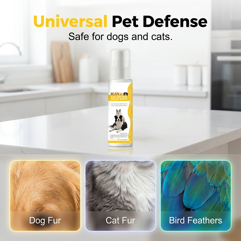 Arenzza pet pest repellent spray bottle with a mild formula, designed to protect pets from pests during tick season.