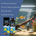 Arenzza Easy-Use Water Clarifier for fish tanks, clear liquid in a bottle, used for aquarium maintenance and water clarity.