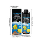 Aarenza Easy-Use Water Clarifier for fish tank maintenance, clear liquid in a bottle with label, pet supplies for aquarium care.