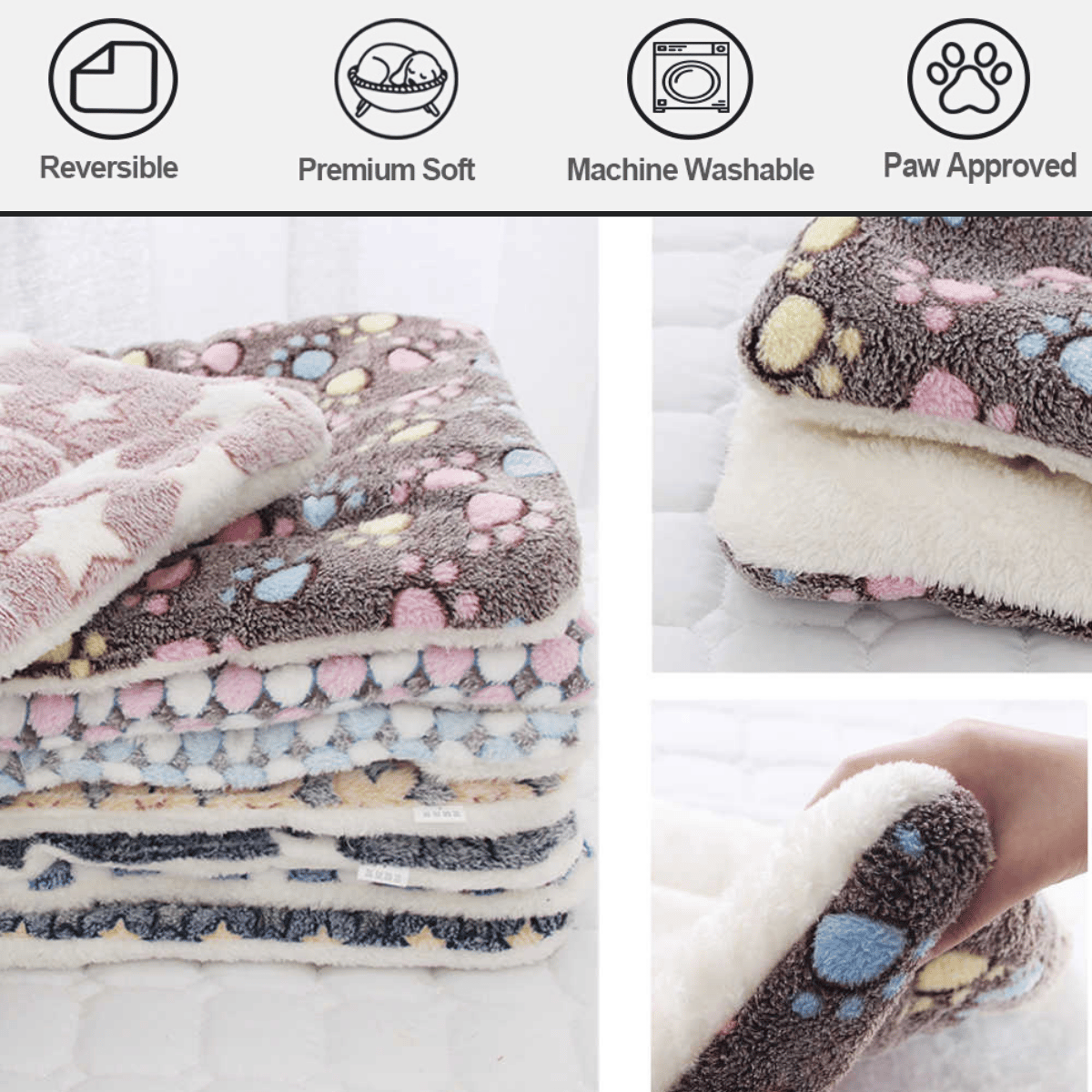 A soft, cozy Arenzza calming pet blanket for cats, featuring plush fabric in calming colors designed for pet comfort.
