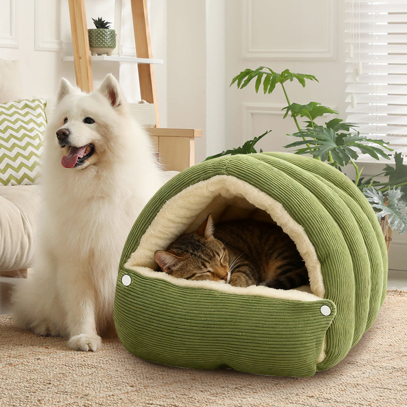 A plush Arenzza Warmth Cozy Comfort pet cave with soft fabric, designed as a cozy hideaway for small pets.