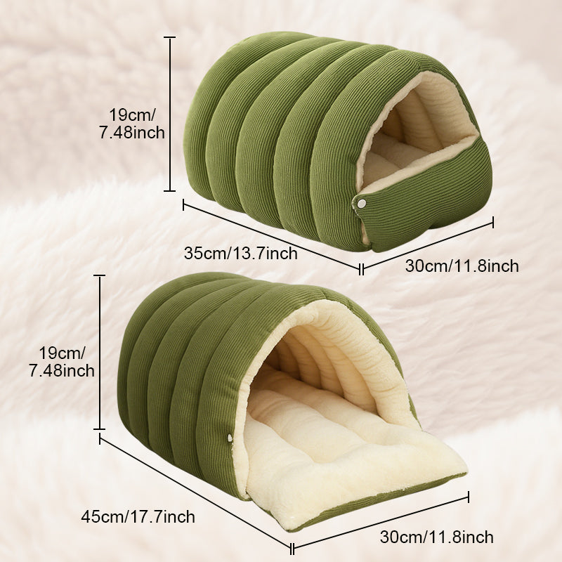 Arenzza Warmth Cozy Comfort plush pet cave with soft, cushioned interior and exterior for a cozy pet shelter.