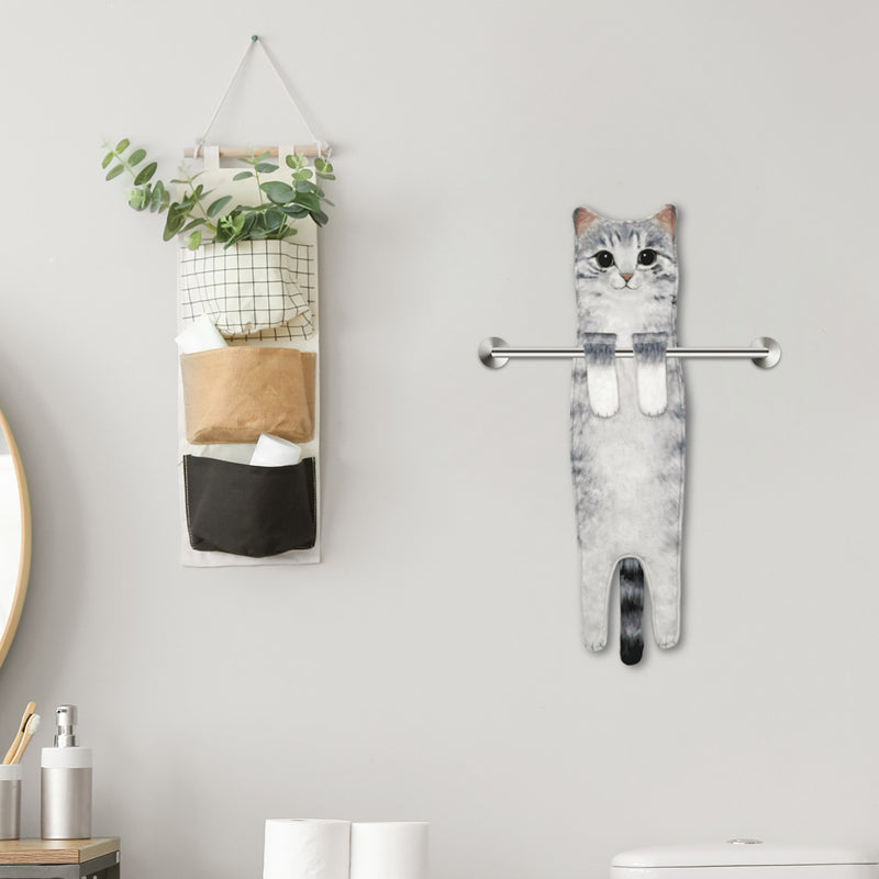 Cute Arenzza cat hand towel with feline design, soft pet supplies for drying cats or hands, featuring adorable cat illustrations.