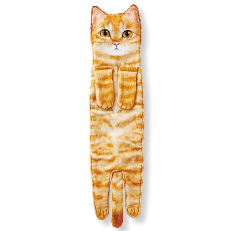 Arenzza cute cat hand towel with playful cat print, soft fabric, perfect for pet lovers, displayed on a white background.