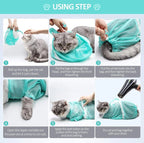 Arenzza multi-functional pet grooming bath bag with adjustable straps and mesh pockets for bathing and grooming pets.