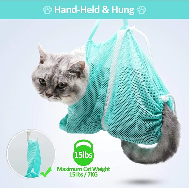 Arenzza multi-functional pet grooming bath bag with adjustable straps and pockets, designed for easy pet bathing and grooming.
