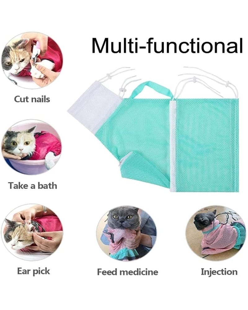 Arenzza multi-functional pet grooming bath bag with adjustable straps and compartments, designed for easy pet bathing and grooming.