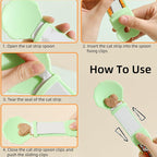 Arenzza Cat Treat Squeeze Feeder Spoon for pet supplies, showing a close-up of the soft silicone spoon used for feeding treats to cats.