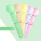 Arenzza Cat Treat Squeeze Feeder Spoon for pet supplies, showing a close-up of the soft silicone spoon designed for easy treat dispensing.