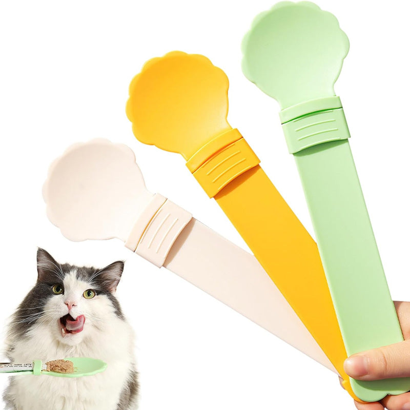Arenzza Cat Treat Squeeze Feeder Spoon for pet supplies, showing a close-up of the silicone spoon designed for dispensing treats to cats.