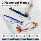 Aarenzza realistic hopping fish cat toy with vibrant colors, designed to entertain cats with lifelike movement and playful features.