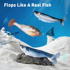 Aarenzza realistic hopping fish cat toy with vibrant colors, designed for feline play and entertainment.