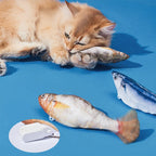 Aarenzza realistic hopping fish toy for cats, featuring colorful fish with fins and a playful design for feline entertainment.