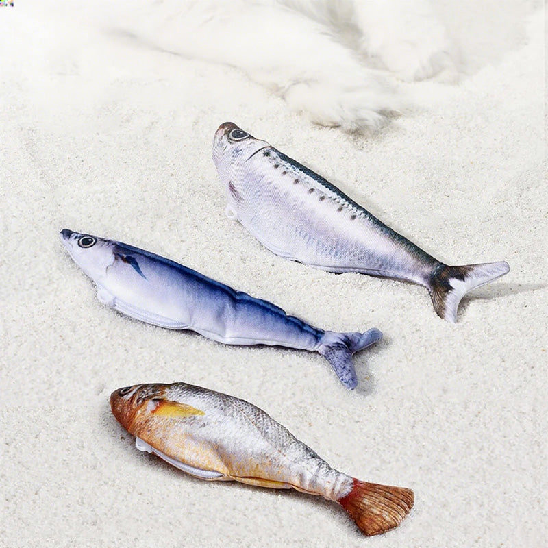 Arenzza realistic hopping fish toy for cats, featuring vibrant colors and a lifelike design, perfect for feline play and entertainment.