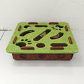 Aarenza interactive felt maze toy for cats with colorful felt strips and a wooden frame, designed to entertain and engage feline pets.