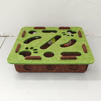 Aarenza interactive felt maze toy for cats with colorful felt strips and a wooden frame, designed to entertain and engage feline pets.