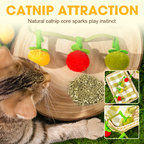 Colorful fruit-shaped catnip toy string for cats by Arenzza, designed for interactive play and pet enrichment.