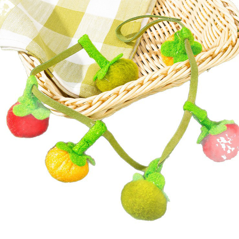 Colorful fruit-shaped Arenzza catnip toy string for cats, featuring vibrant fruit designs and interactive string play.