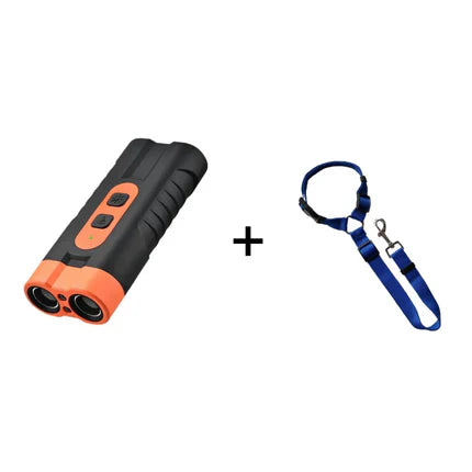 Arenzza ultrasonic dog bark deterrent device for silent, humane training, with a compact design and LED indicator.