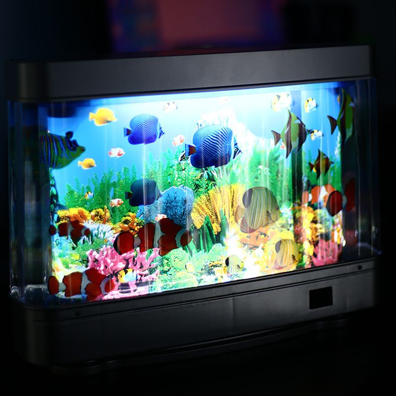 Artificial tropical fish aquarium lamp by Arenzza, illuminating a pet supplies tropical fish tank with vibrant colors and realistic fish decor.