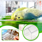 Arenzza pull-out external parrot feeder in bright colors, designed for bird pet supplies, with a removable tray for easy cleaning.