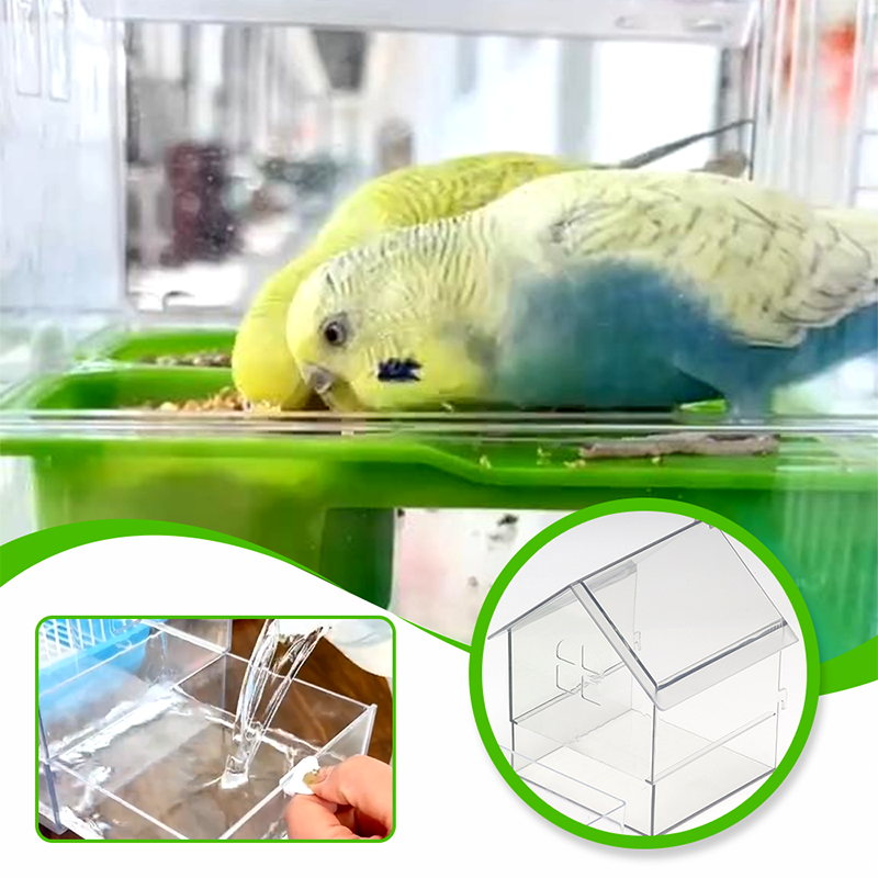 Arenzza pull-out external parrot feeder in bright colors, designed for bird pet supplies, with a removable tray for easy cleaning.