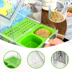 Arenzza pull-out external parrot feeder in pet supplies, showcasing the bird feeder with a transparent container and feeding ports.