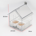 Arenzza pull-out external parrot feeder for pet birds, featuring a convenient design with food compartments and easy access.