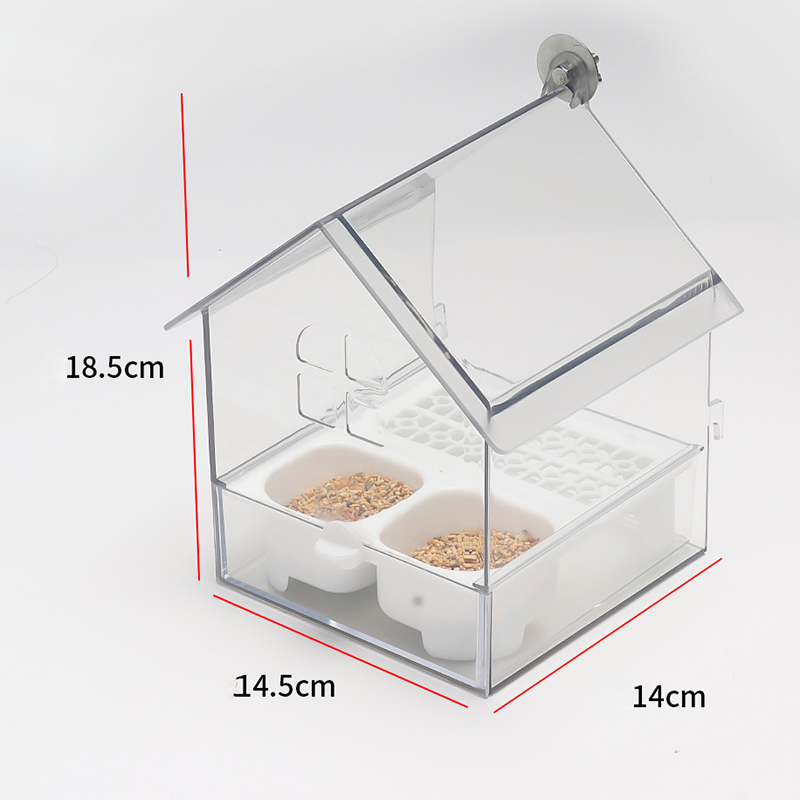 Arenzza pull-out external parrot feeder for pet birds, featuring a convenient design with food compartments and easy access.