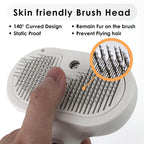Arenzza spray cat brush for pet grooming, showing a handheld pet brush with soft bristles for cats' fur grooming.