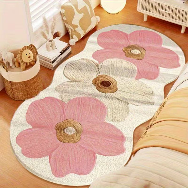 A floral Arenzza rug with elegant flower patterns in soft colors, perfect for enhancing living room or bedroom decor.