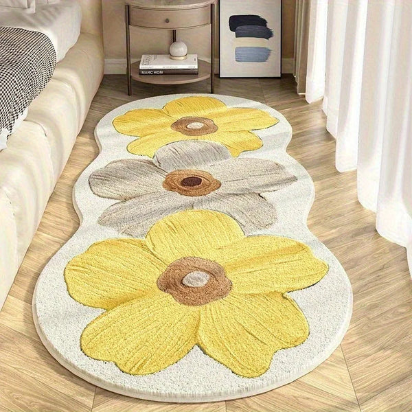Aarenza FloralRug with elegant floral pattern, soft texture, ideal for enhancing living room or bedroom decor.