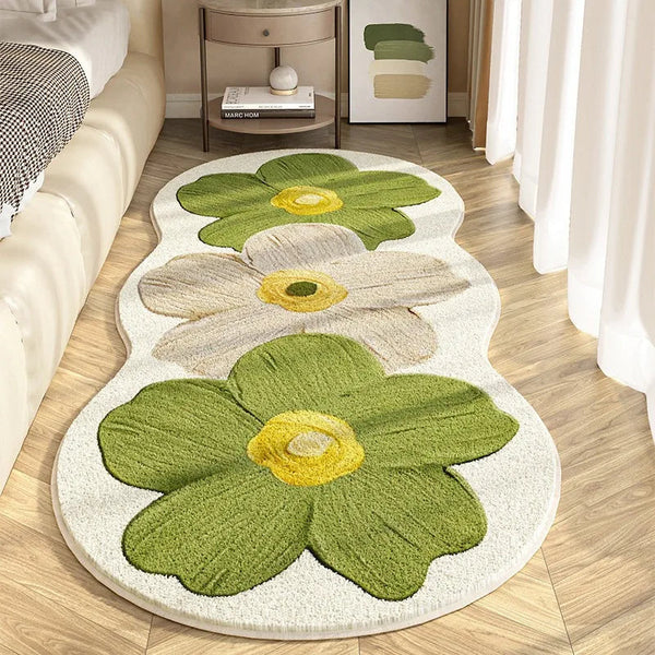 A floral Arenzza FloralRug with elegant flower patterns, soft texture, and vibrant colors for enhancing a living space.