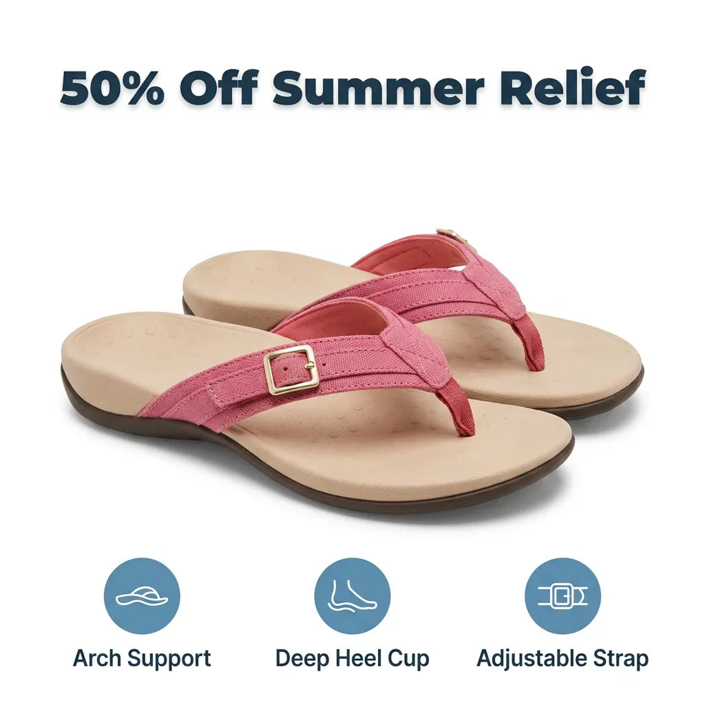 Arenzza orthopedic arch support sandals with cushioned footbed and adjustable straps, designed for all-day comfort.