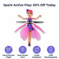Interactive Flying Fairy Toy by Arenzza with LED lights, featuring colorful fairy wings and a magical design for kids.