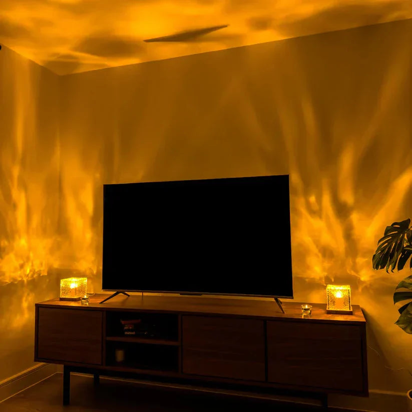 Aarenza Northern Lights bedroom lamp with minimalist design, soft glowing night light for cozy room decor.