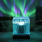 Arenzza Northern Lights bedroom lamp with minimalist design, glowing with vibrant colors, perfect for modern room decor.