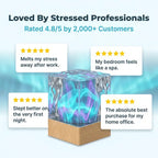 Aarenza Northern Lights bedroom lamp with minimalist design, casting soft colorful glow, perfect for cozy room decor.